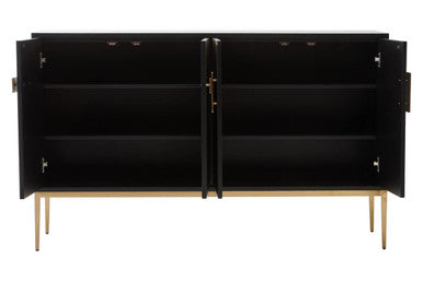 Davoli Black and Grey Wood Effect Sideboard with Gold Finish Base