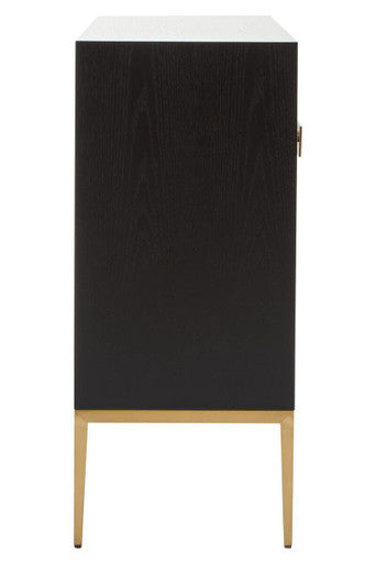 Davoli Black and Grey Wood Effect Sideboard with Gold Finish Base