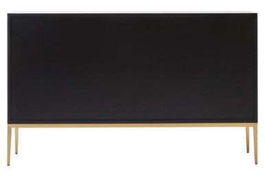 Davoli Black and Grey Wood Effect Sideboard with Gold Finish Base