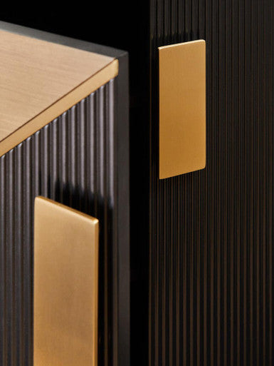 Davoli Black and Grey Wood Effect Sideboard with Gold Finish Base
