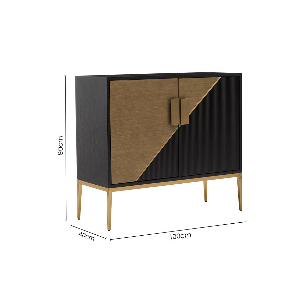 Davoli Black and Gold Finish 2 Door Sideboard