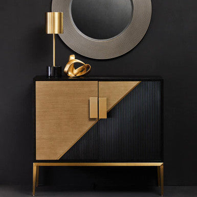 Davoli Black and Gold Finish 2 Door Sideboard