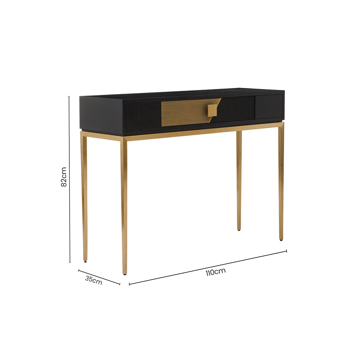 Davoli Black and Gold Finish 1 Drawer Console Table