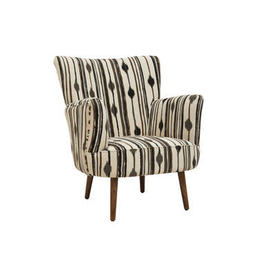 Cefena Black and White Fabric Chair with Flared Arms