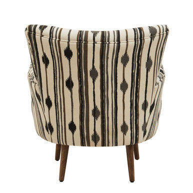 Cefena Black and White Fabric Chair with Flared Arms