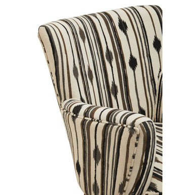 Cefena Black and White Fabric Chair with Flared Arms