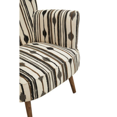 Cefena Black and White Fabric Chair with Flared Arms