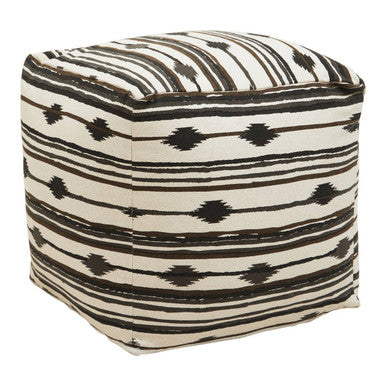 Black and White Ikat Square Pouffe | Cefena