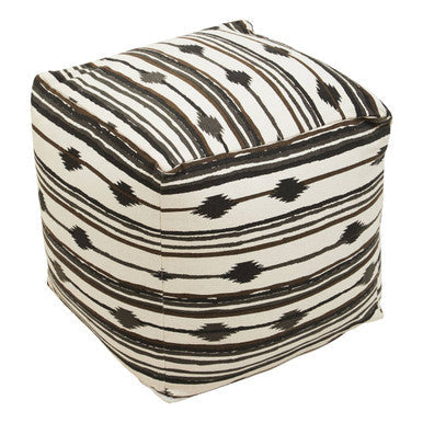 Black and White Ikat Square Pouffe | Cefena