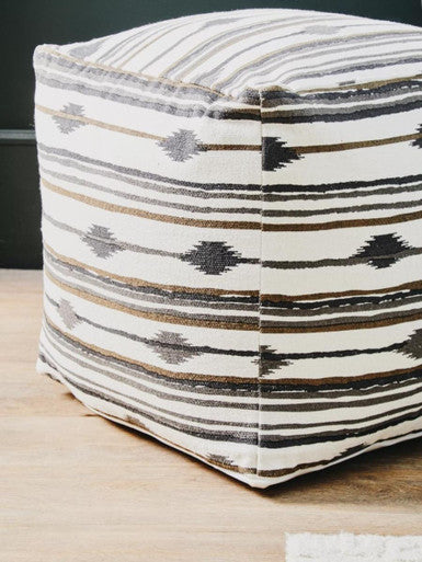 Black and White Ikat Square Pouffe | Cefena