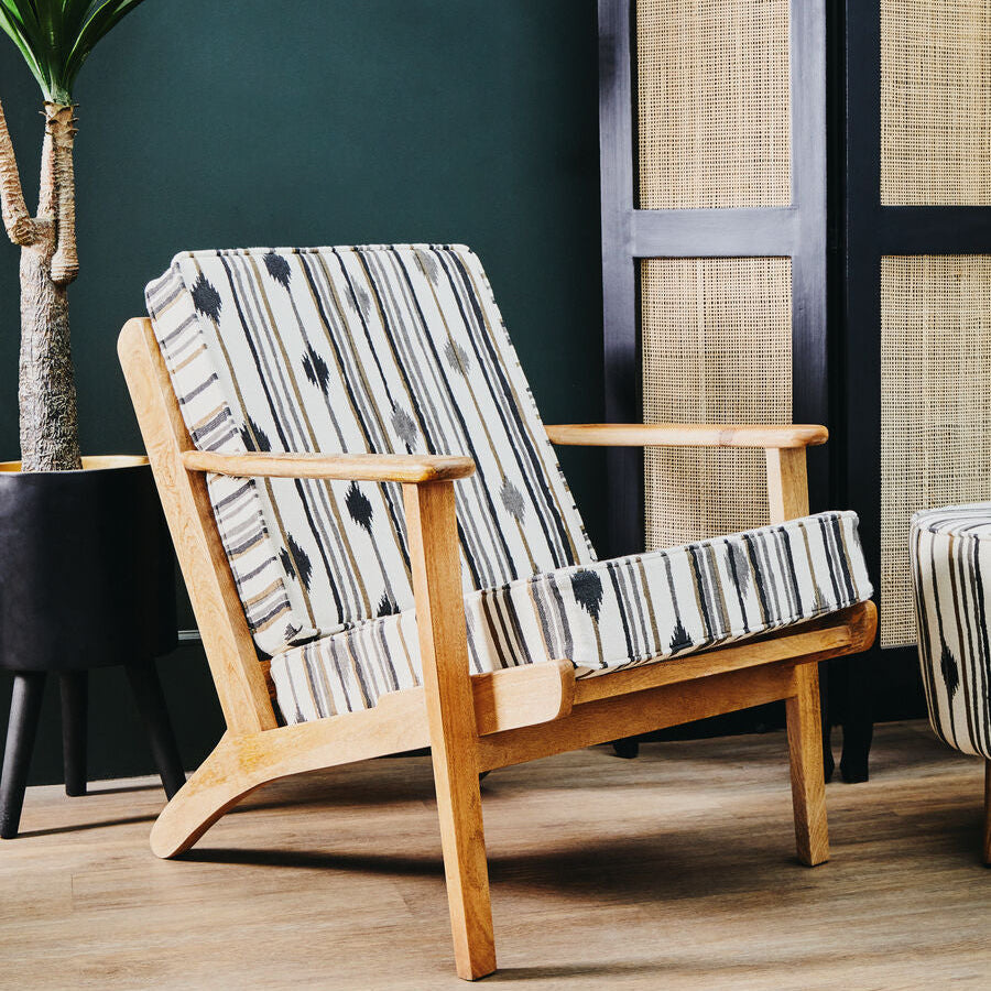 Cefena Black and White Fabric Armchair