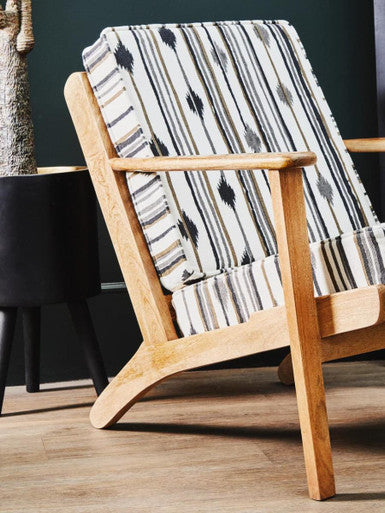 Cefena Black and White Fabric Armchair