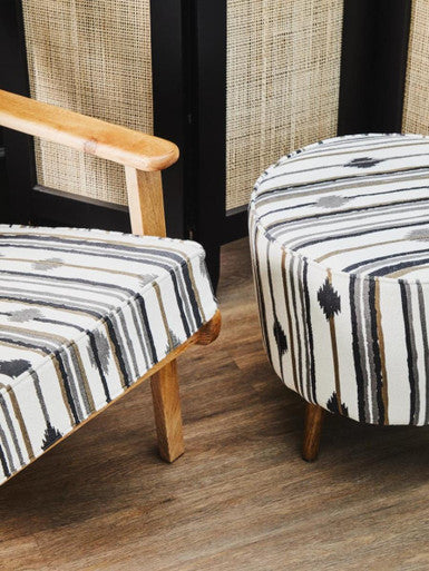 Cefena Black and White Fabric Armchair