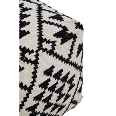 Cefena Black and White Fabric Square Pouffe