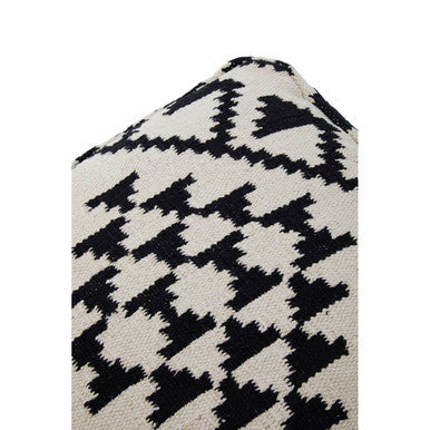 Cefena Black and White Fabric Square Pouffe