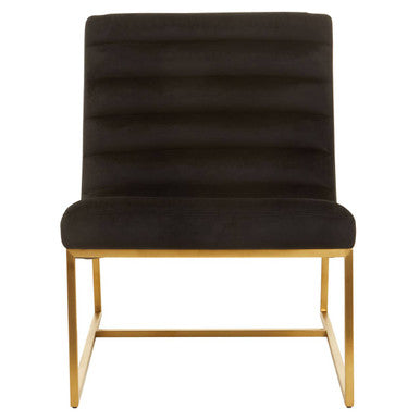Vogue Black Velvet Channel Tufting Lounge Chair