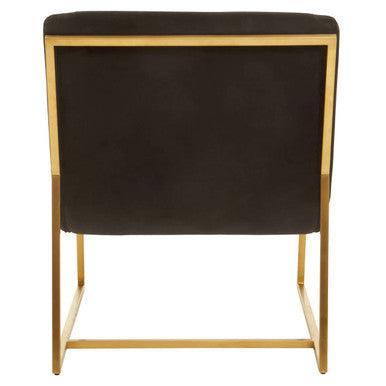 Vogue Black Velvet Channel Tufting Lounge Chair