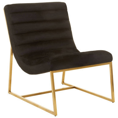 Vogue Black Velvet Channel Tufting Lounge Chair