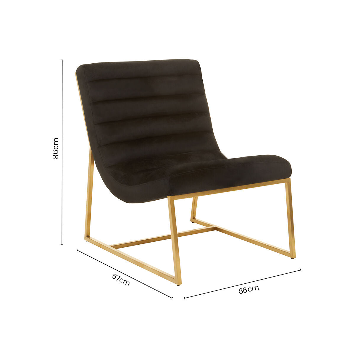Vogue Black Velvet Channel Tufting Lounge Chair