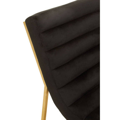 Vogue Black Velvet Channel Tufting Lounge Chair