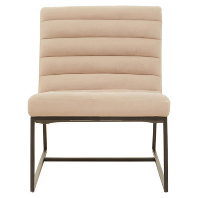 Vogue Ivory Velvet Channel Tufting Lounge Chair