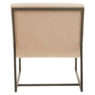 Vogue Ivory Velvet Channel Tufting Lounge Chair