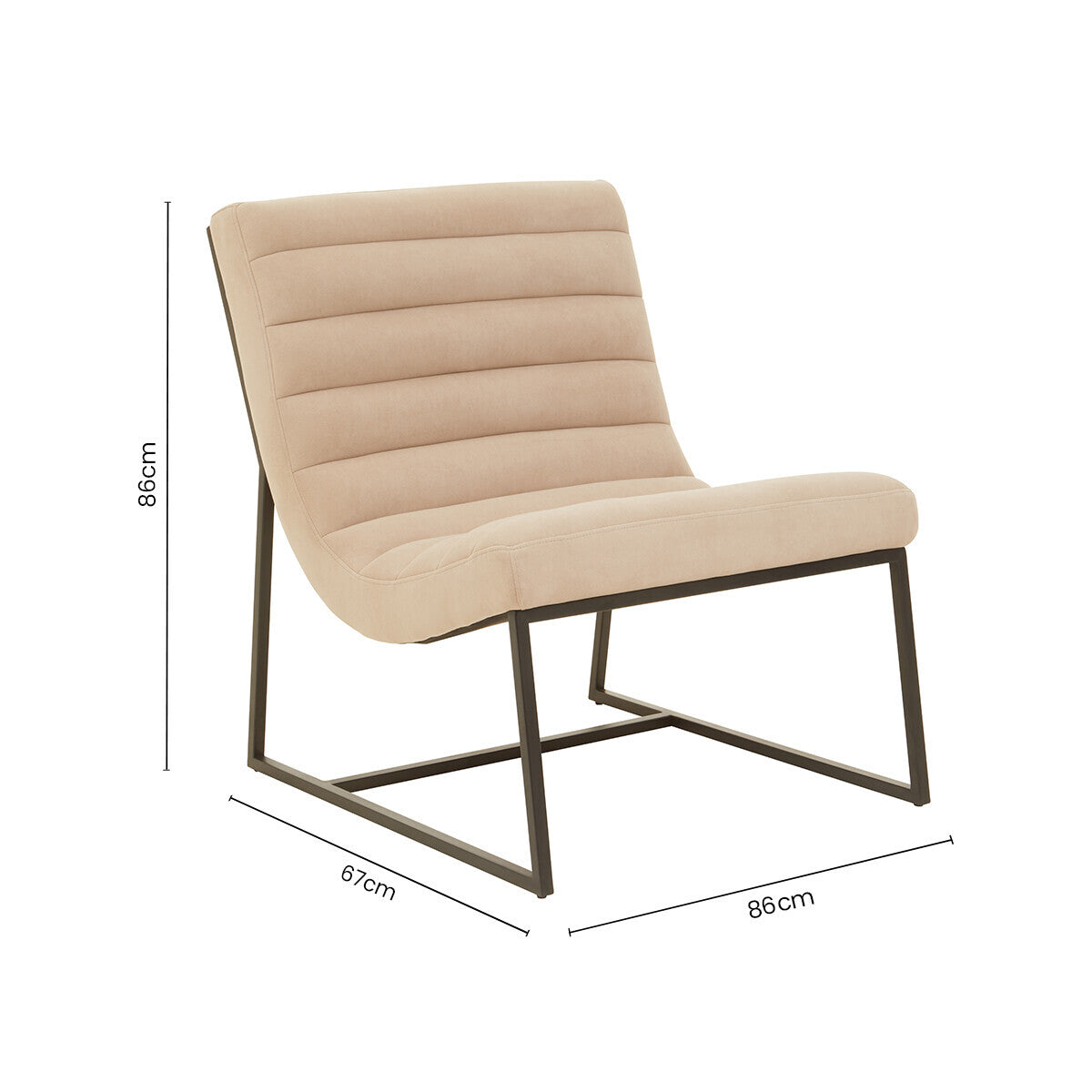 Vogue Ivory Velvet Channel Tufting Lounge Chair