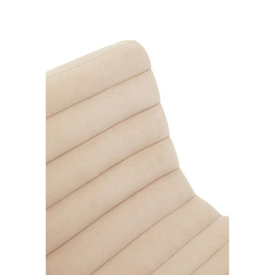Vogue Ivory Velvet Channel Tufting Lounge Chair