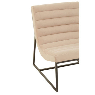 Vogue Ivory Velvet Channel Tufting Lounge Chair