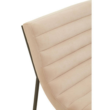 Vogue Ivory Velvet Channel Tufting Lounge Chair