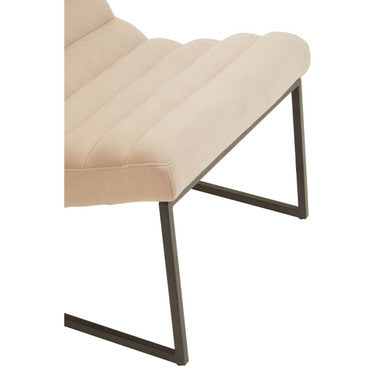 Vogue Ivory Velvet Channel Tufting Lounge Chair