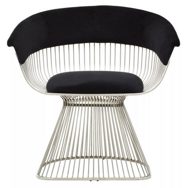 Vogue Black Velvet Chair with Silver Finish Frame