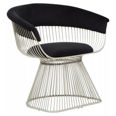 Vogue Black Velvet Chair with Silver Finish Frame