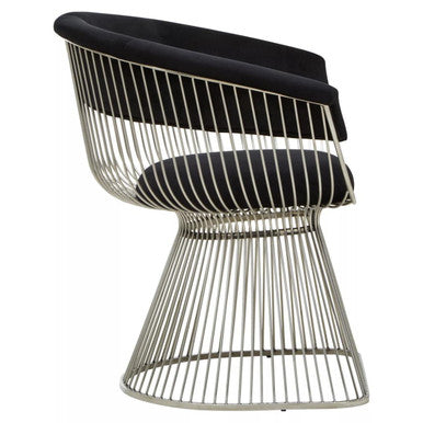 Vogue Black Velvet Chair with Silver Finish Frame