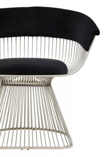 Vogue Black Velvet Chair with Silver Finish Frame
