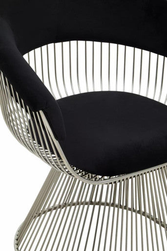 Vogue Black Velvet Chair with Silver Finish Frame