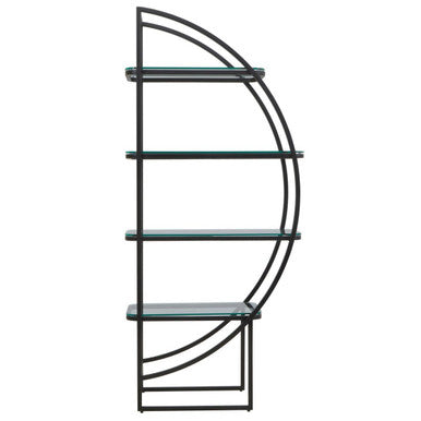 Vogue Matt Black Finish 4 Tier Right Half Moon Shelf Unit