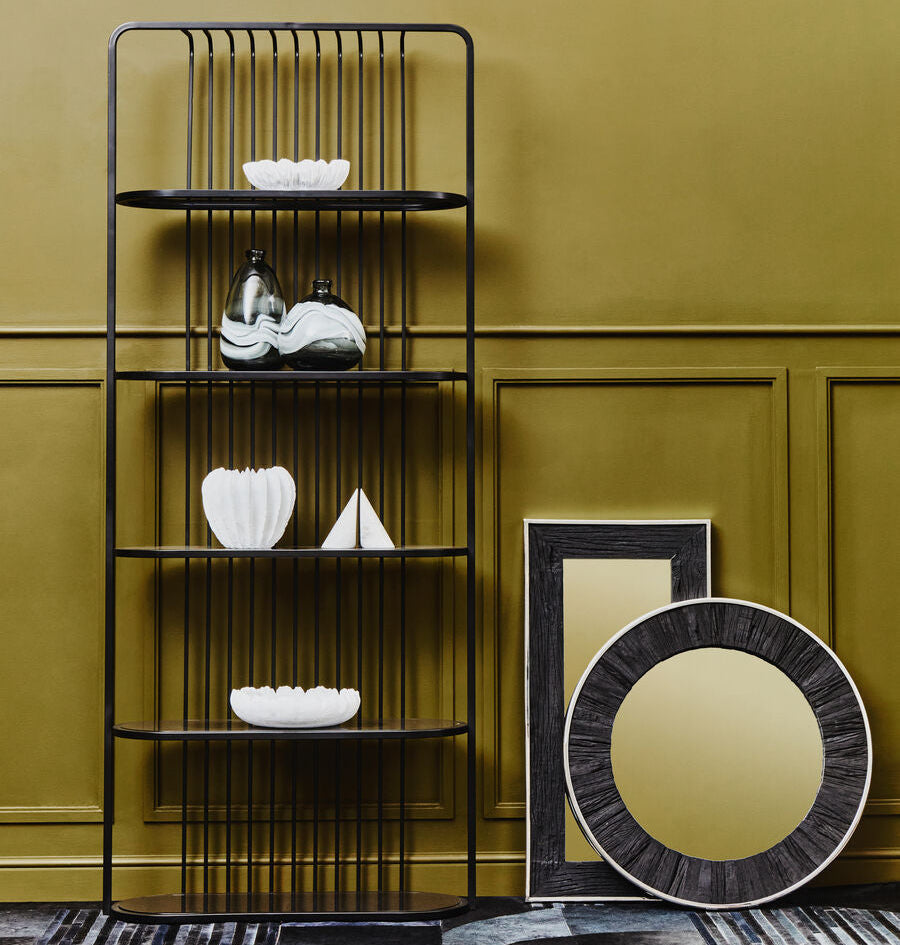 Vogue Black 5 Tier Shelf Unit with Glass Shelves