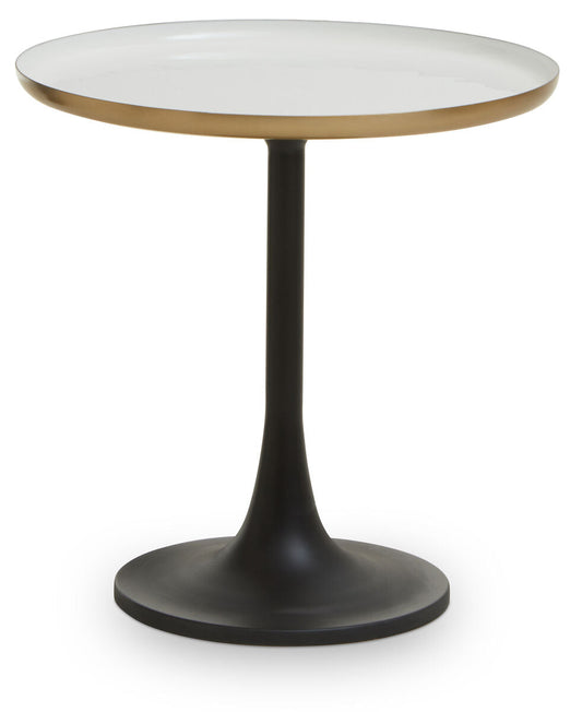 Corra White and Gold Finish Side Table with Black Base