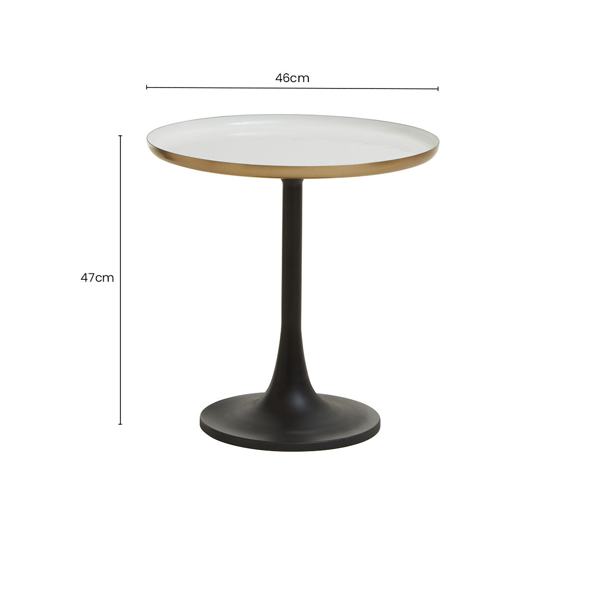 Corra White and Gold Finish Side Table with Black Base