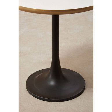 Corra White and Gold Finish Side Table with Black Base