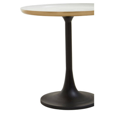 Corra White and Gold Finish Side Table with Black Base