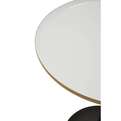 Corra White and Gold Finish Side Table with Black Base