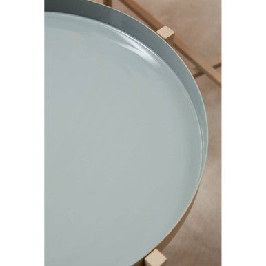 Corra Grey and Gold Finish Set of 3 Round Tray Side Tables