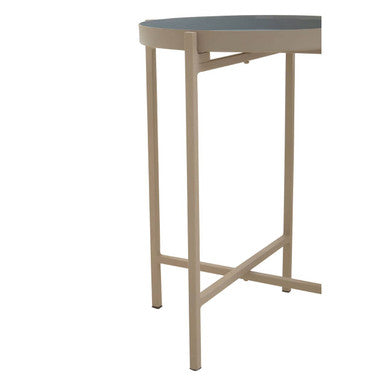 Corra Grey and Gold Finish Set of 3 Round Tray Side Tables