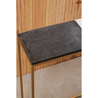 Corra Black and White Marble Console Table with Gold Finish Frame