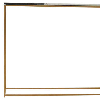 Corra Black and White Marble Console Table with Gold Finish Frame