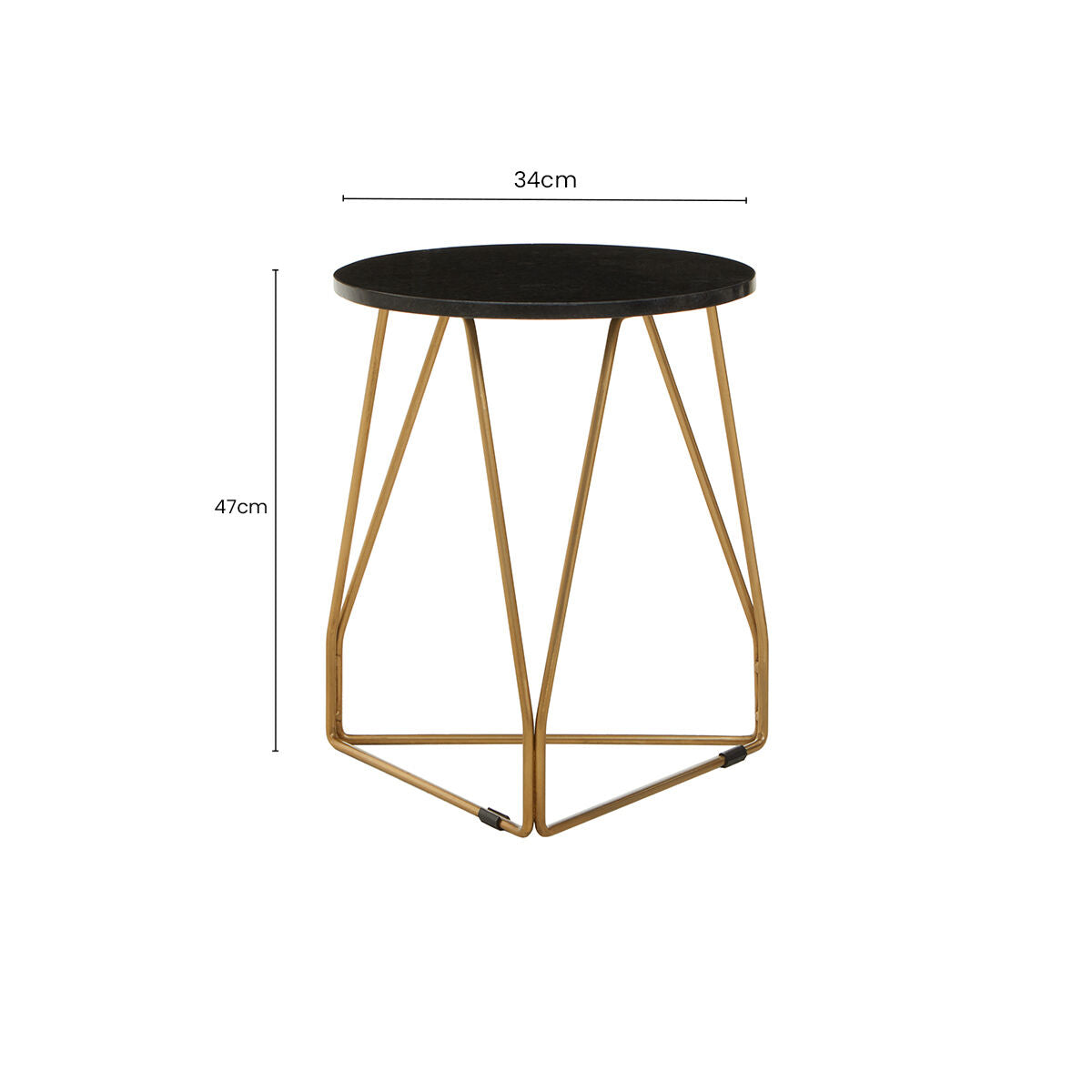 Corra Black Marble Side Table with Gold Finish Frame
