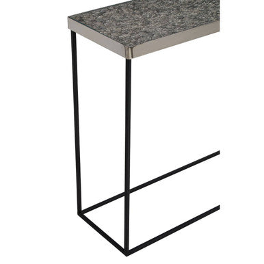Akola Silver Finish Console Table with Black Finish Legs
