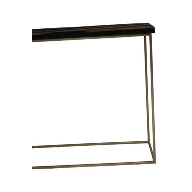 Aris Black Acacia Wood Console Table with Gold Inlay